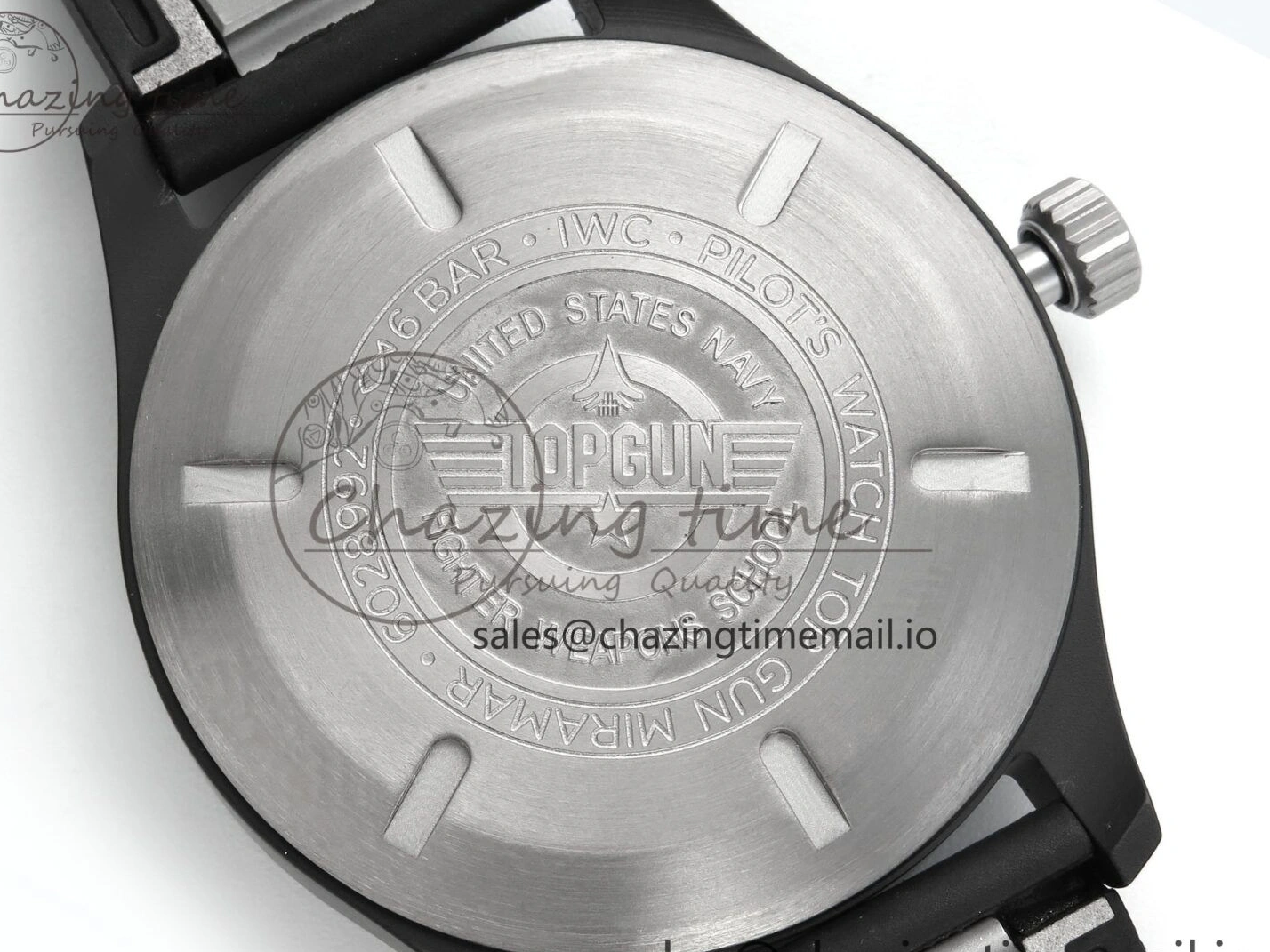 MIROTIME 0219 Pilot Top Gun IW326901 M+F 1:1 Best Edition Black Dial on Black Rubber Strap A SportInspired 6999